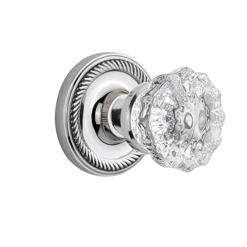 Nostalgic Warehouse Classic Rosette With Chateau Crystal Door Knob – Double Dummy Set In Bright Chrome
